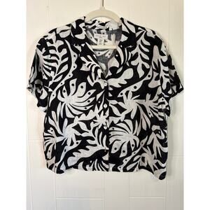 Rachel Zoe 100% Linen tropical button up blouse medium